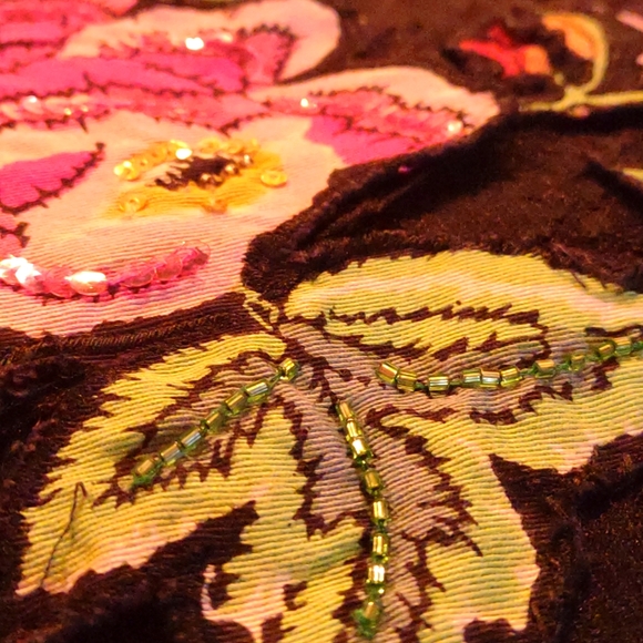 Julie G. S Black W/Floral Stitched Sequined&Beaded - Picture 5 of 6